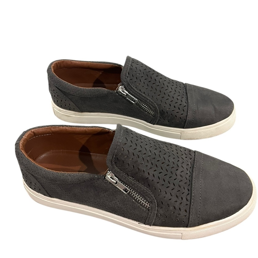 Report Gray Slip-On Loafers with Zipper Detail